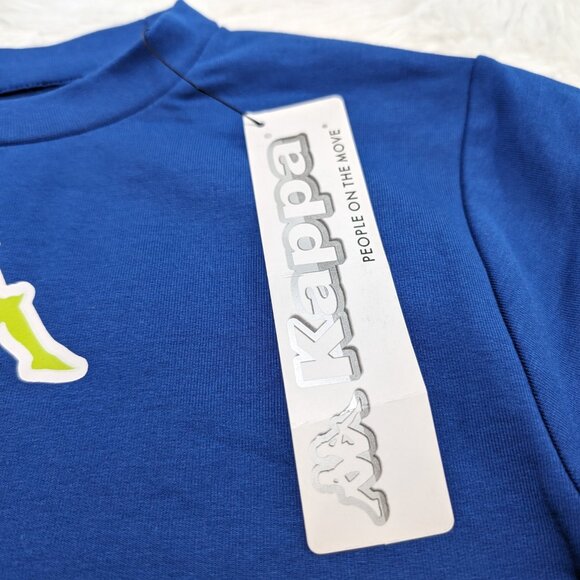 Kappa Unisex Crew Neck Blue Pullover Fleece lined with logo Sweatshirt  NWT - Picture 3 of 7